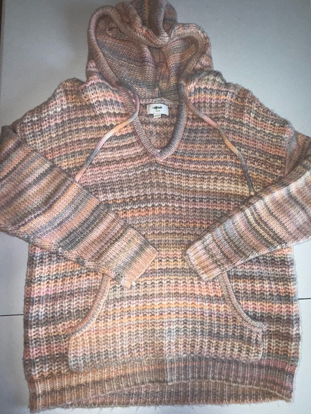 Aerie Space Dye Oversized Hooded Sweater Size Small Wool Blend Cozy Knit pastel - Picture 8 of 11